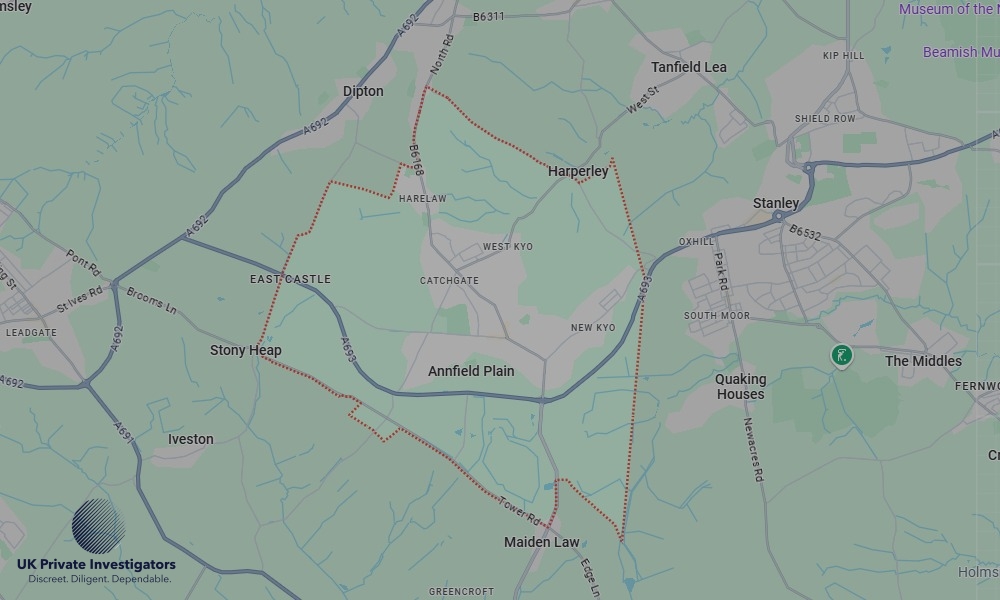 UK Private Investigators - Areas our detectives operate in Annfield Plain