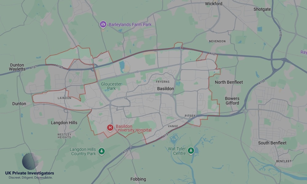 UK Private Investigators - Areas our detectives operate in LoBasildonndon