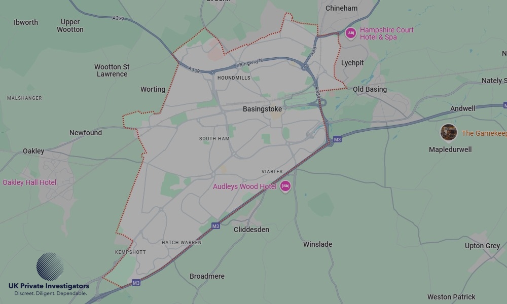 UK Private Investigators - Areas our detectives operate in LoBasingstokendon