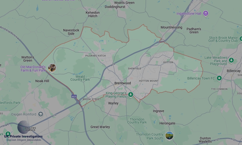 UK Private Investigators - Areas our detectives operate in LoBrentwoodndon