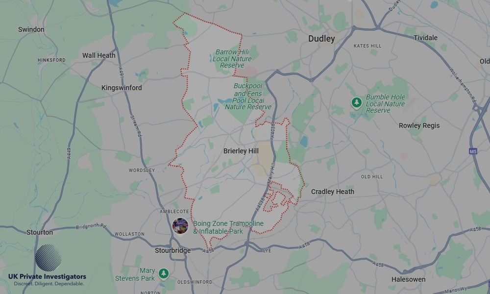UK Private Investigators - Areas our detectives operate in LoBrierley Hillndon