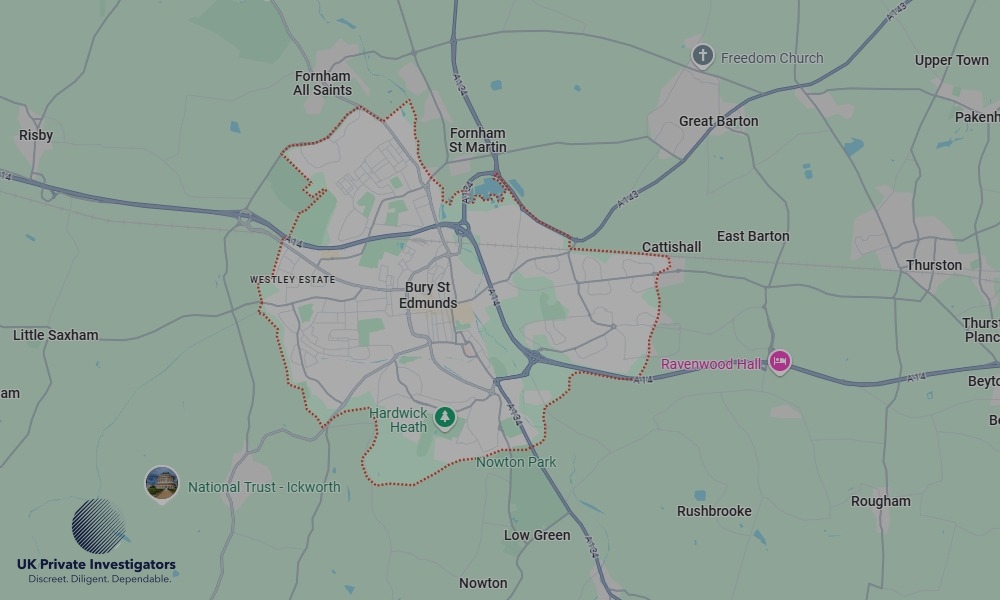 UK Private Investigators - Areas our detectives operate in LoBury St Edmundsndon