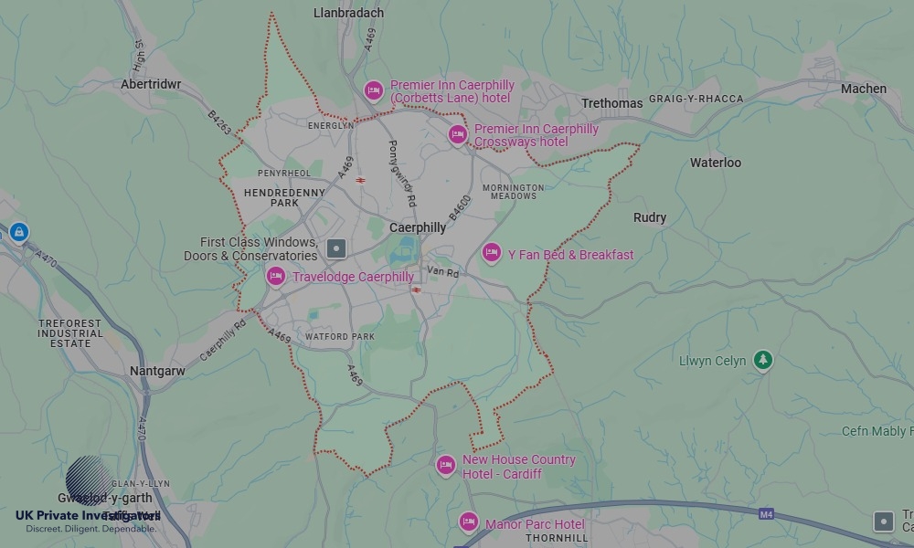 UK Private Investigators - Areas our detectives operate in LoCaerphillyndon