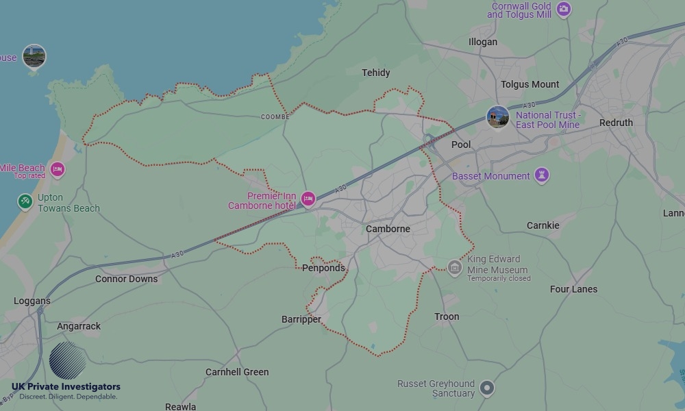 UK Private Investigators - Areas our detectives operate in Camborne