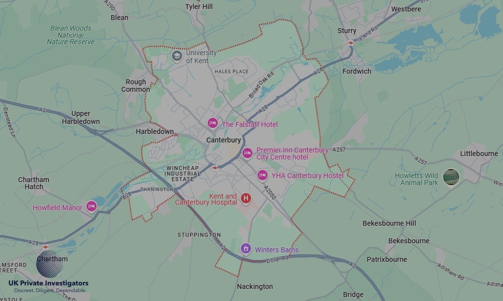 UK Private Investigators - Areas our detectives operate in LoCanterburyndon