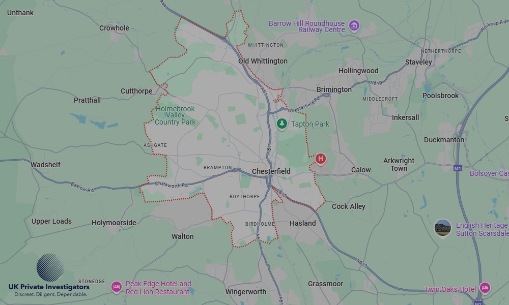 UK Private Investigators - Areas our detectives operate in LoChesterfieldndon
