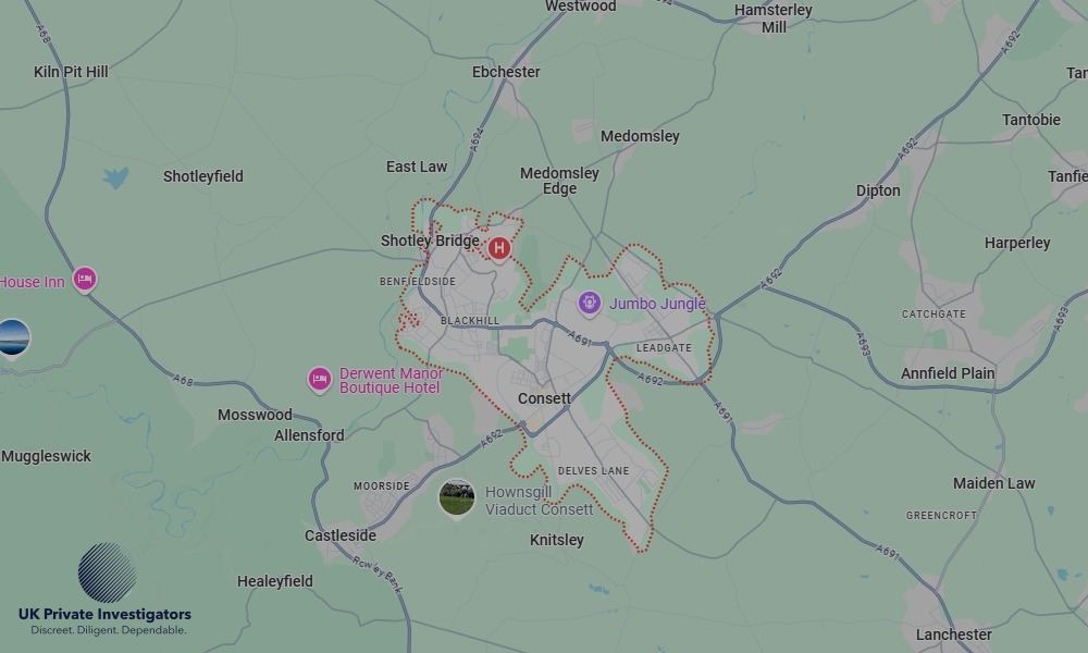 UK Private Investigators - Areas our detectives operate in Consett