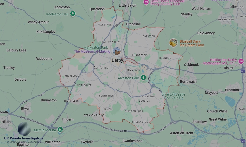UK Private Investigators - Areas our detectives operate in LoDerbyndon