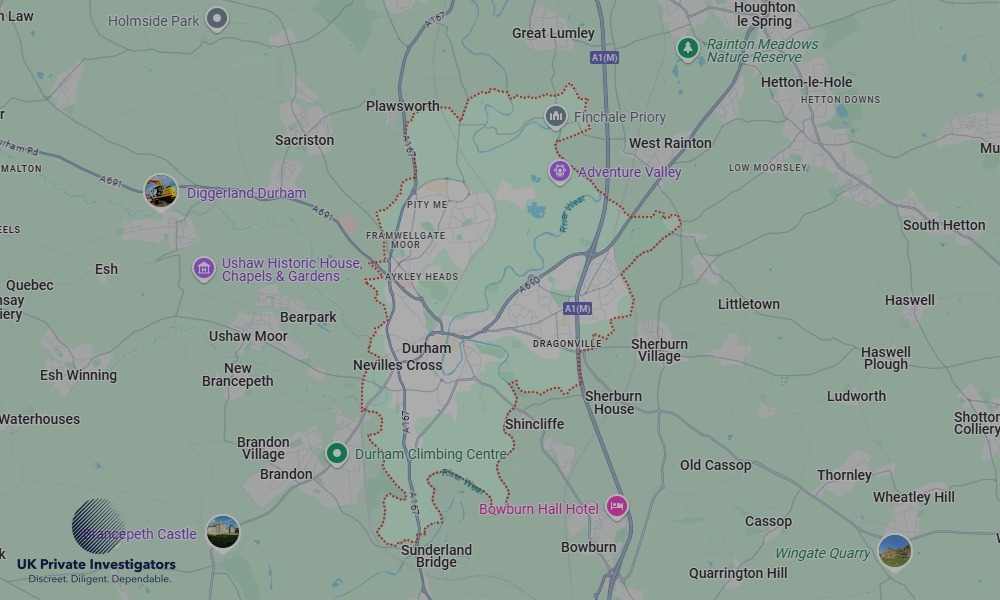 UK Private Investigators - Areas our detectives operate in LoDurhamndon