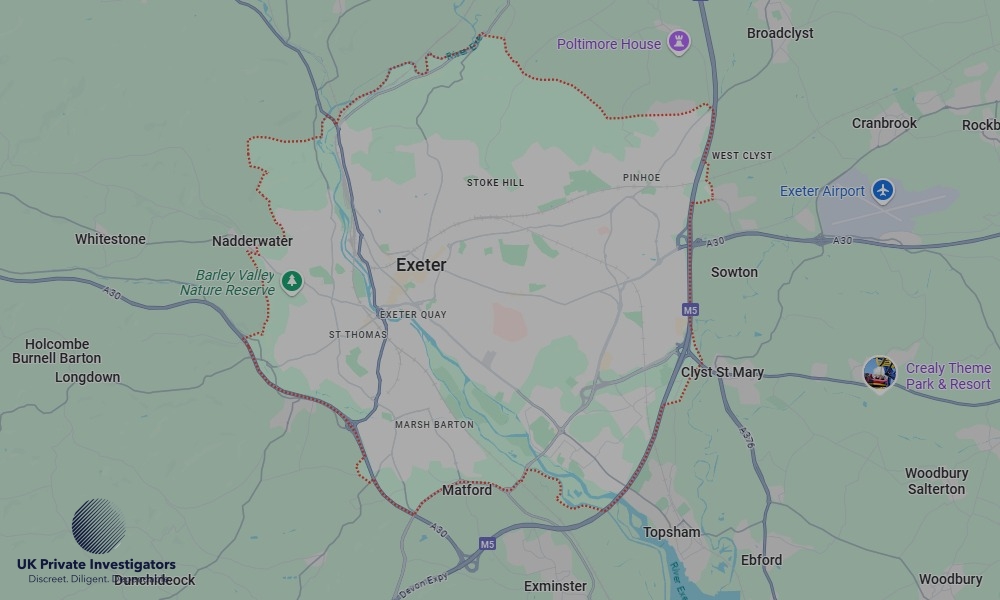 UK Private Investigators - Areas our detectives operate in LoExeterndon