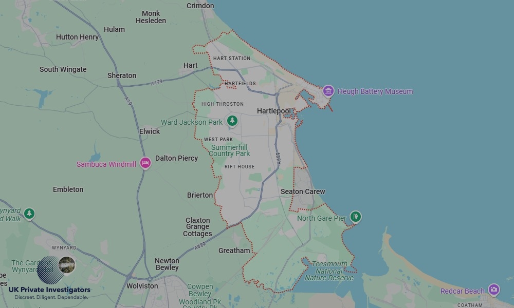 UK Private Investigators - Areas our detectives operate in LoHartlepoolndon