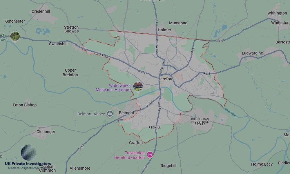 UK Private Investigators - Areas our detectives operate in LoHerefordndon
