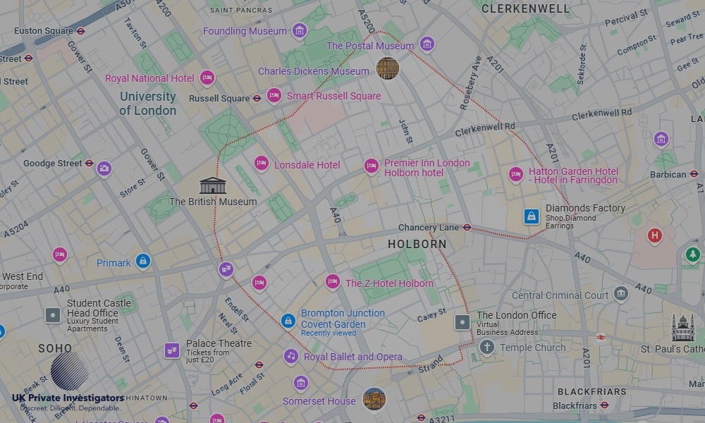 UK Private Investigators - Areas our detectives operate in Holborn