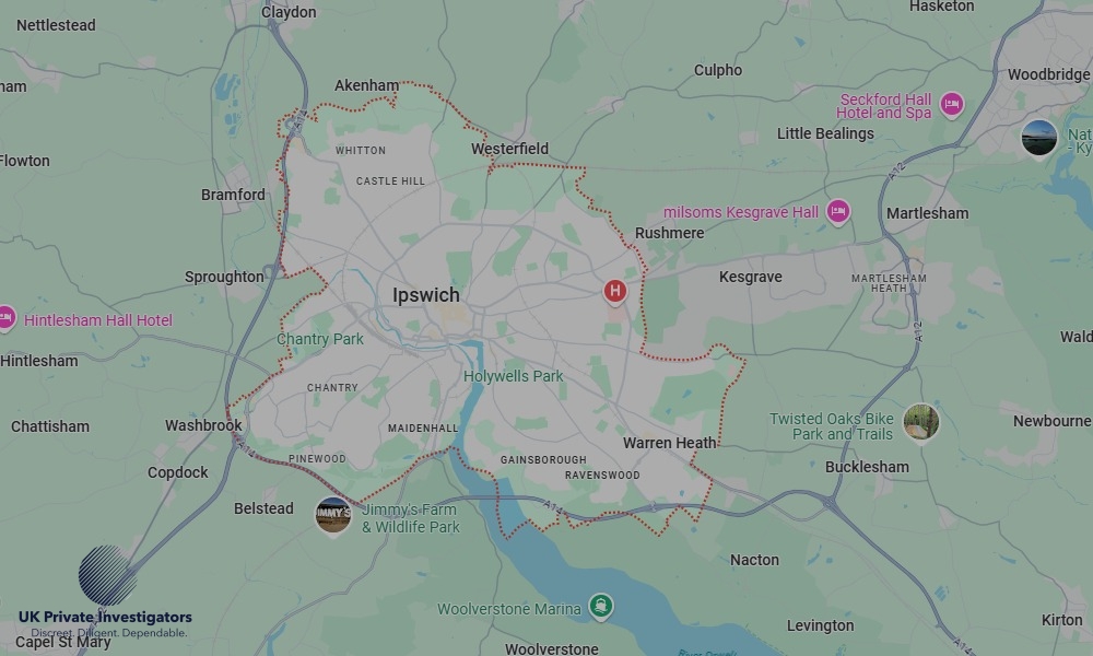 UK Private Investigators - Areas our detectives operate in LoIpswichndon