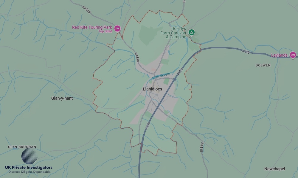UK Private Investigators - Areas our detectives operate in Llanidloes