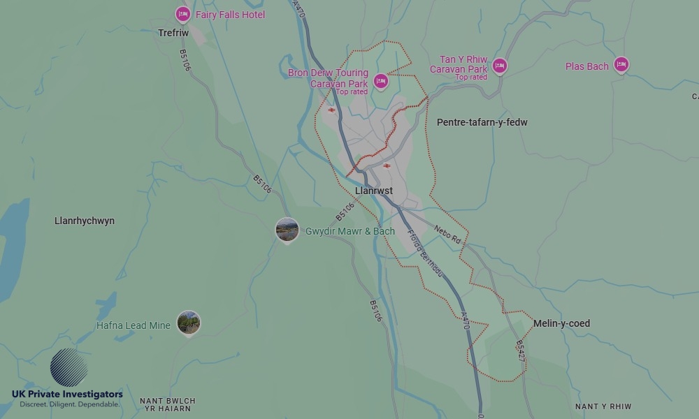 UK Private Investigators - Areas our detectives operate in Llanrwst