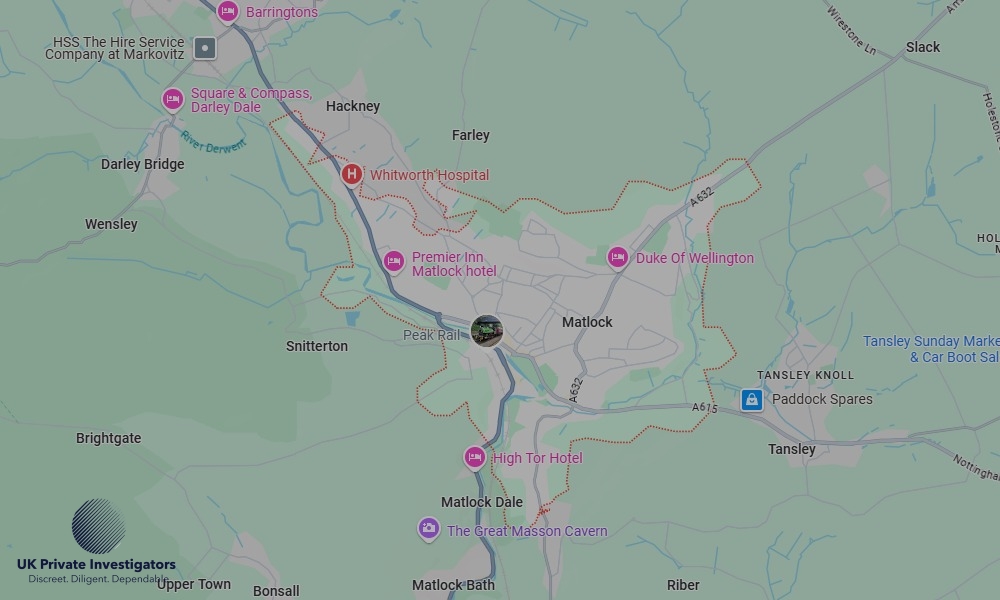 UK Private Investigators - Areas our detectives operate in Matlock