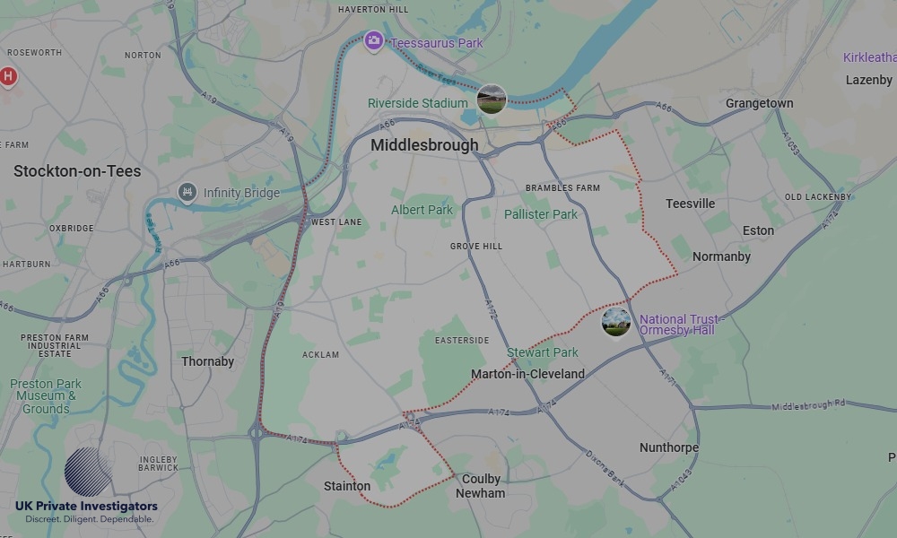 UK Private Investigators - Areas our detectives operate in LoMiddlesbroughndon