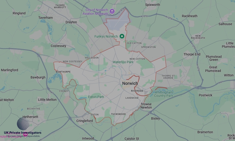 UK Private Investigators - Areas our detectives operate in LoNorwichndon