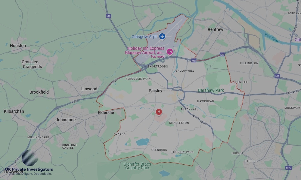 UK Private Investigators - Areas our detectives operate in LoPaisleyndon