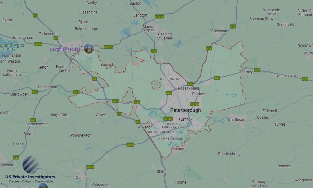 UK Private Investigators - Areas our detectives operate in LoPeterboroughndon