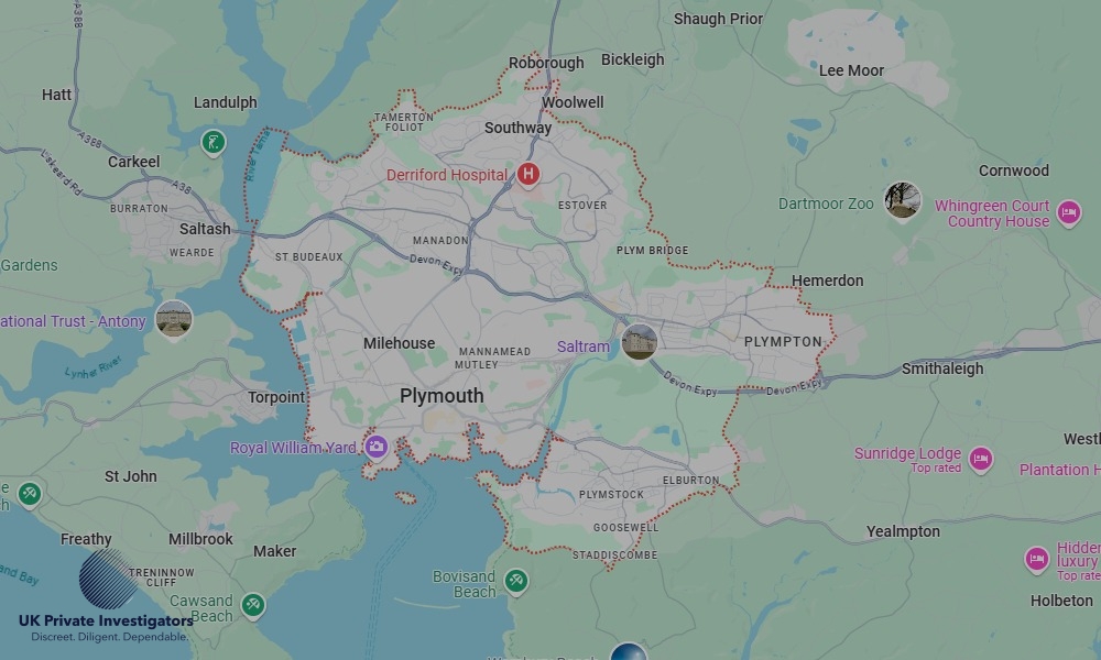 UK Private Investigators - Areas our detectives operate in LoPlymouthndon