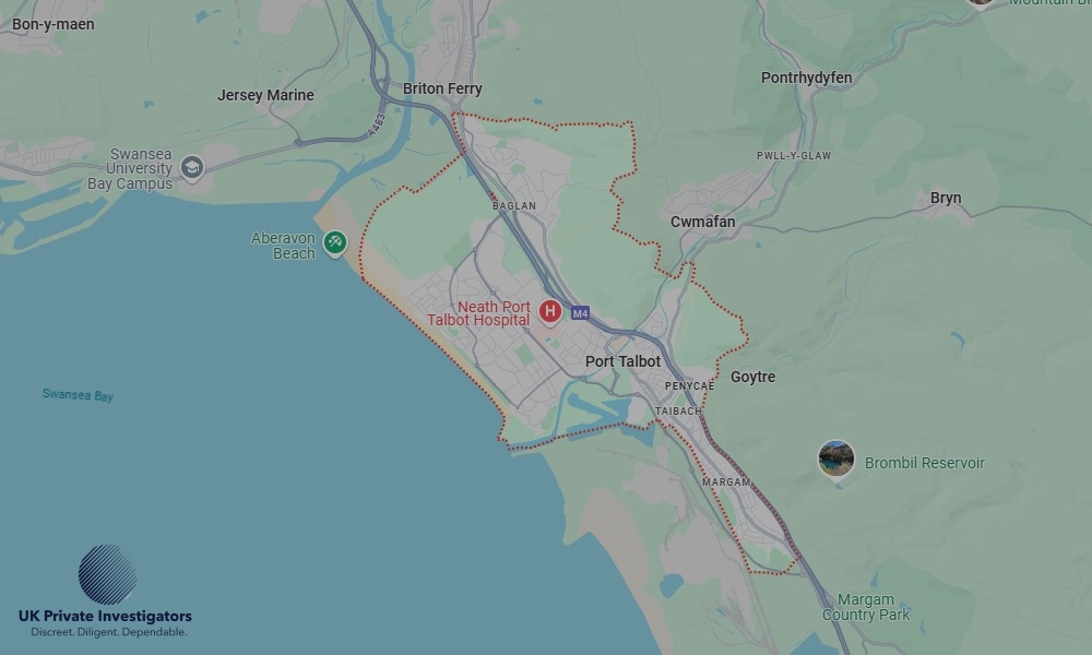 UK Private Investigators - Areas our detectives operate in LoPort Talbotndon