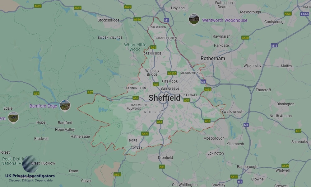 UK Private Investigators - Areas our detectives operate in LoSheffieldndon
