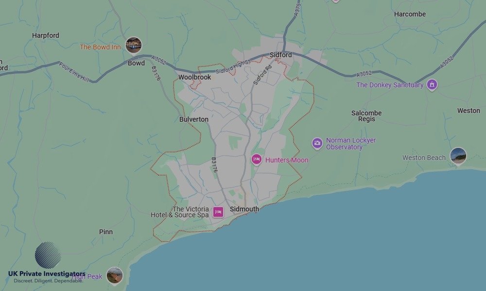UK Private Investigators - Areas our detectives operate in Sidmouth