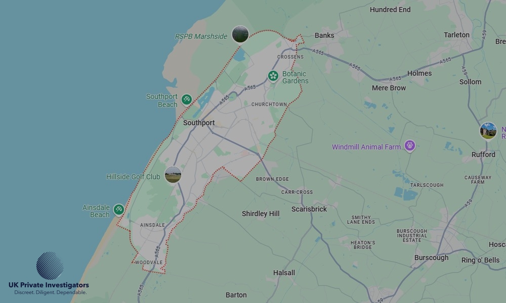 UK Private Investigators - Areas our detectives operate in LoSouthportndon