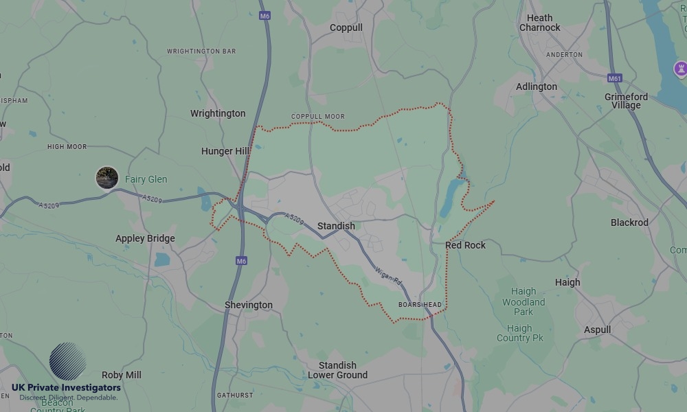 UK Private Investigators - Areas our detectives operate in Standish