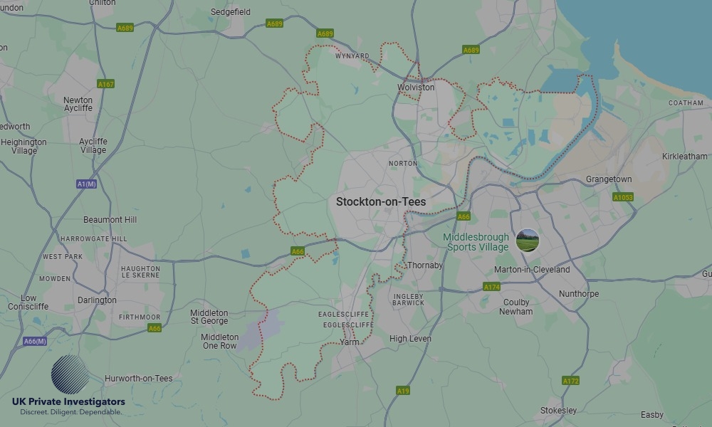UK Private Investigators - Areas our detectives operate in LoStockton-on-Teesndon