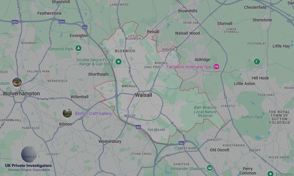 UK Private Investigators - Areas our detectives operate in LoWalsallndon