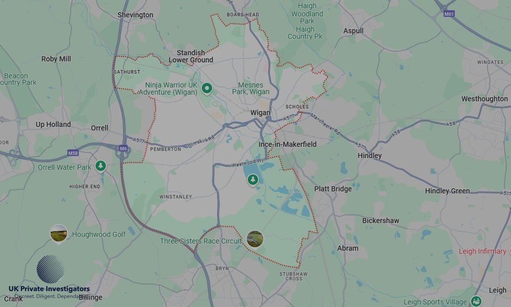 UK Private Investigators - Areas our detectives operate in LoWiganndon