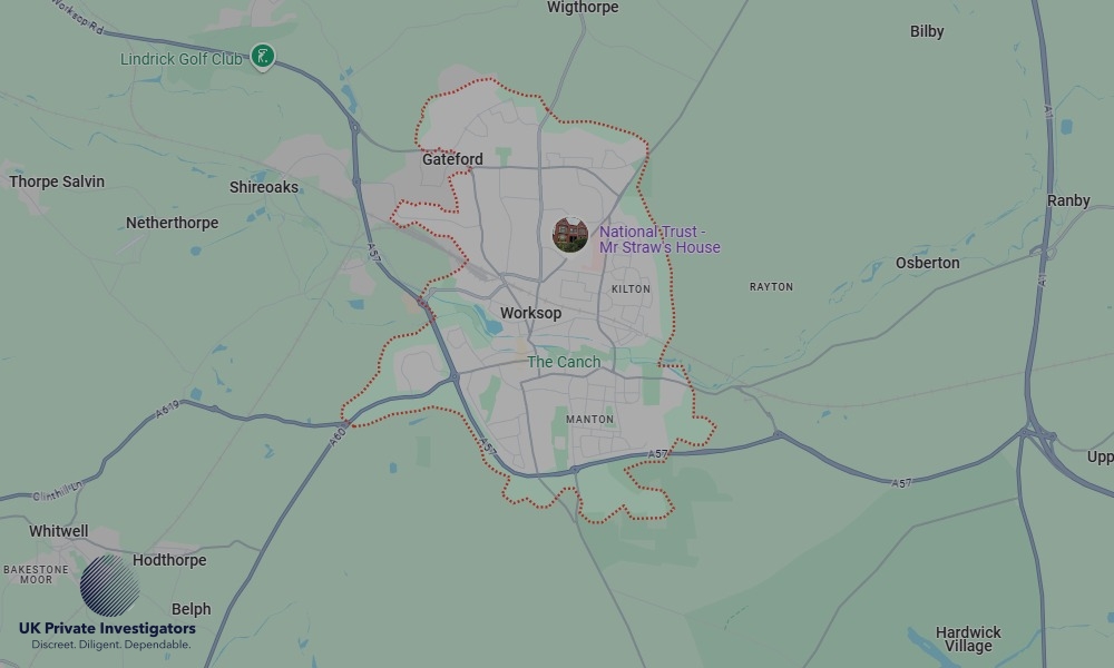 UK Private Investigators - Areas our detectives operate in LoWorksopndon