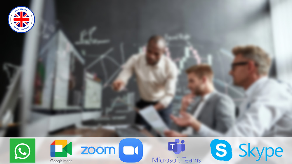Contact UK Private Investigators' Hainault Office by Phone, Email, Whatsapp, Zoom, Microsoft Teams, Google Meets or Skype.