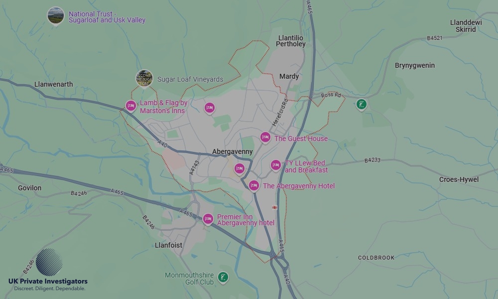 Areas in Abergavenny where we serve legal documents 24/7