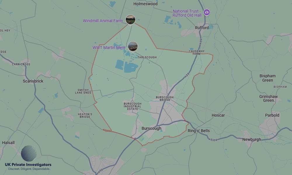 Areas in Burscough where we serve legal documents 24/7
