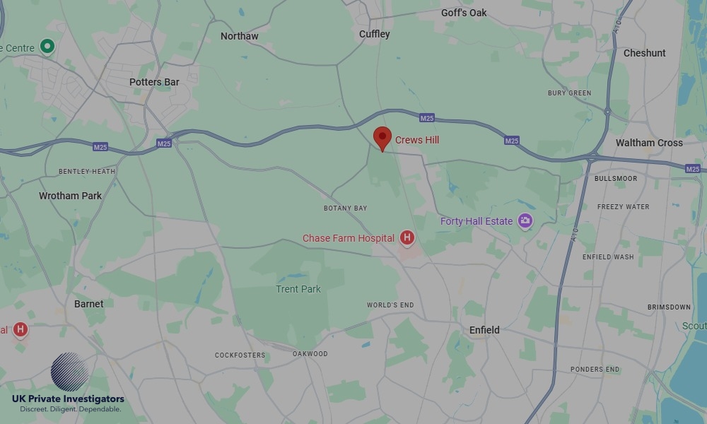 Areas in Crews Hill where we serve legal documents 24/7