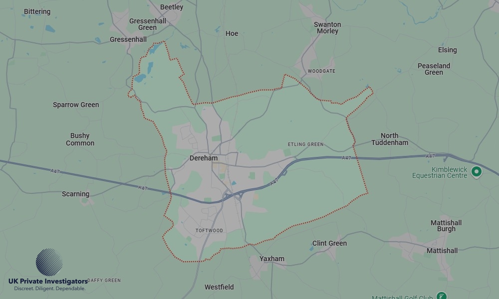 Areas in Dereham where we serve legal documents 24/7