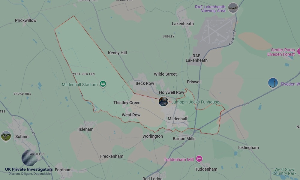 Areas in Mildenhall where we serve legal documents 24/7