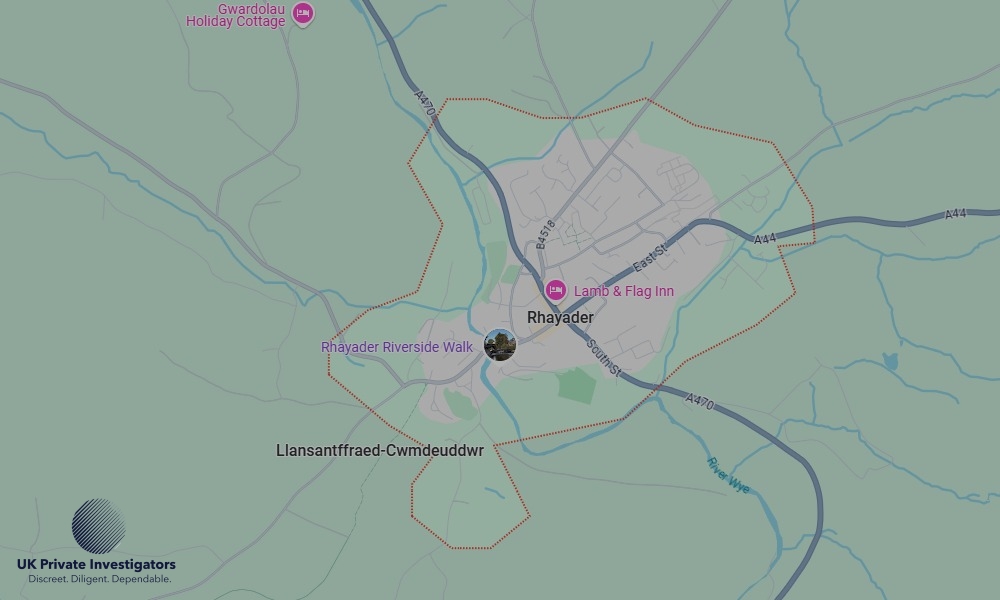 Areas in Rhayader where we serve legal documents 24/7