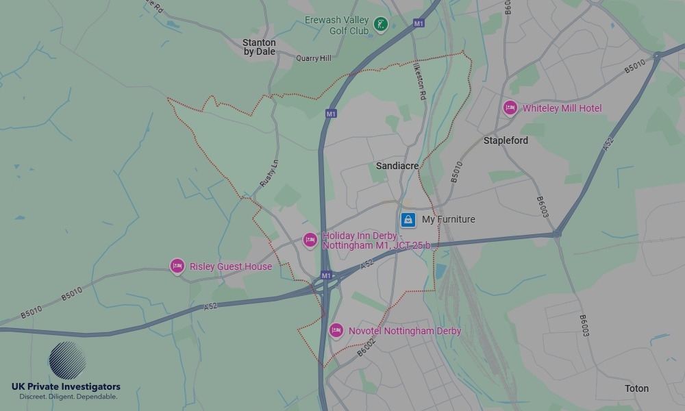 Areas in Sandiacre where we serve legal documents 24/7