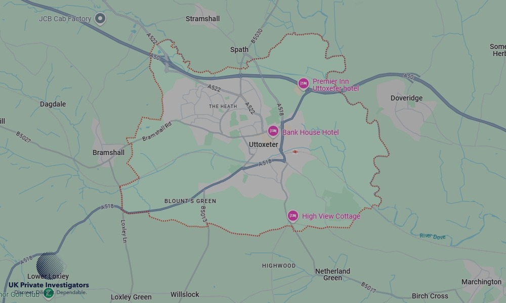 Areas in Uttoxeter where we serve legal documents 24/7