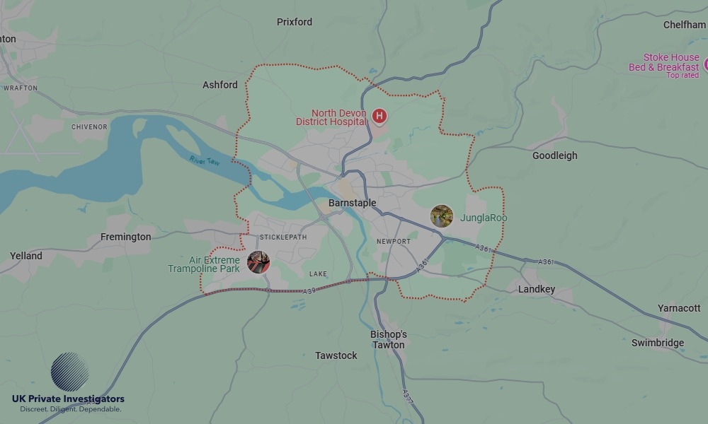 Areas of Barnstaple our Tracing Agents operate