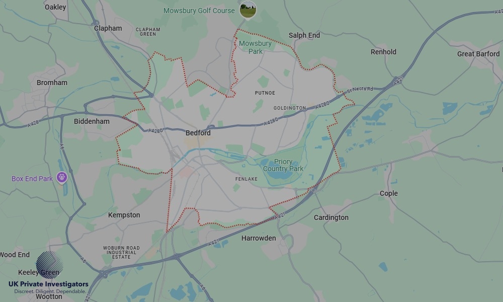 Areas of Bedford our Tracing Agents operate