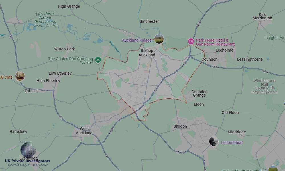 Areas of Bishop Auckland our Tracing Agents operate