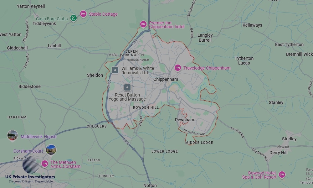 Areas of Chippenham our Tracing Agents operate