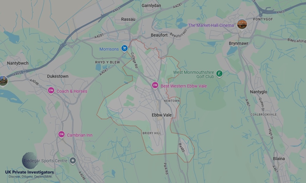 Areas of Ebbw Vale our Tracing Agents operate