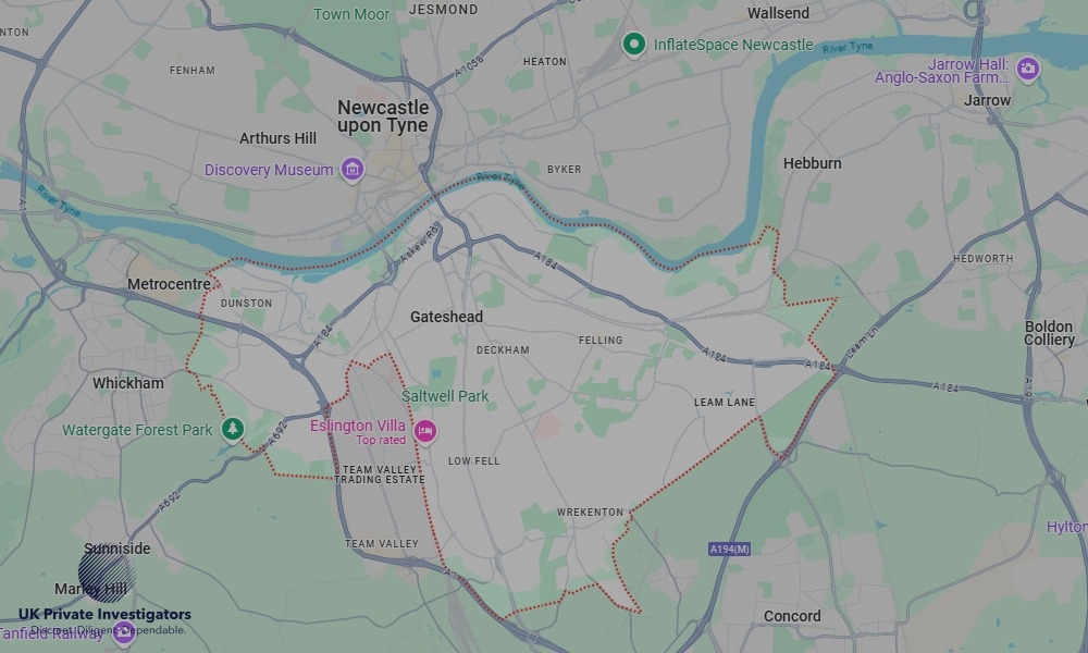 Areas of Gateshead our Tracing Agents operate